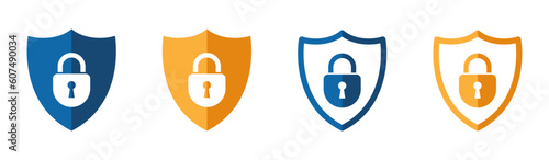 Colorful shield lock vector icons set photo