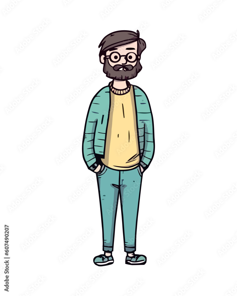 Cheerful businessman walking position character