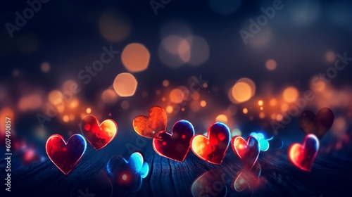 red heart shaped candles background. valentine background. Generative AI