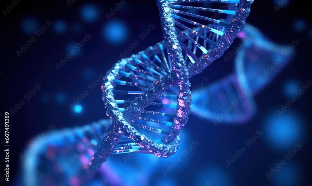 DNA molecule in blue tones by Generative AI DNA molecule in blue tones by Generative AI