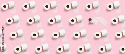 Many toilet paper rolls on ...