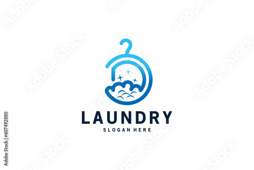 Laundry and dry cleaning logo design with letter D concept