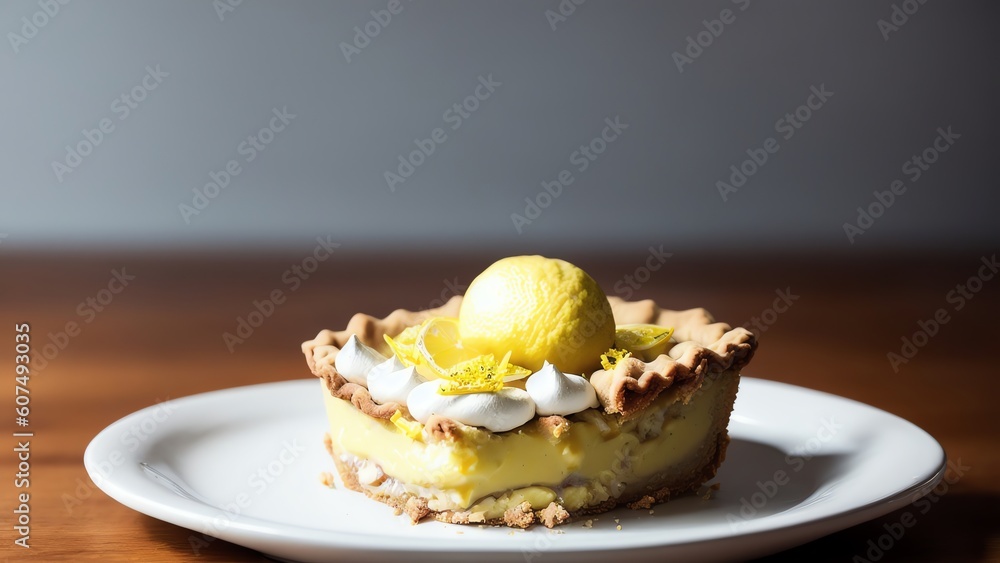 Delicious Homemade Lemon Custrad Pie. Generative AI Delicious Homemade Lemon Custrad Pie. Generative AI