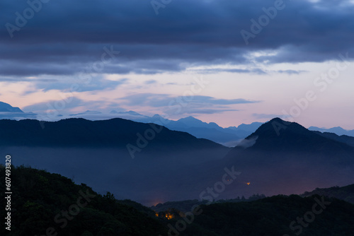 Beautiful sunset over the mountain in Hualien of Taiwan