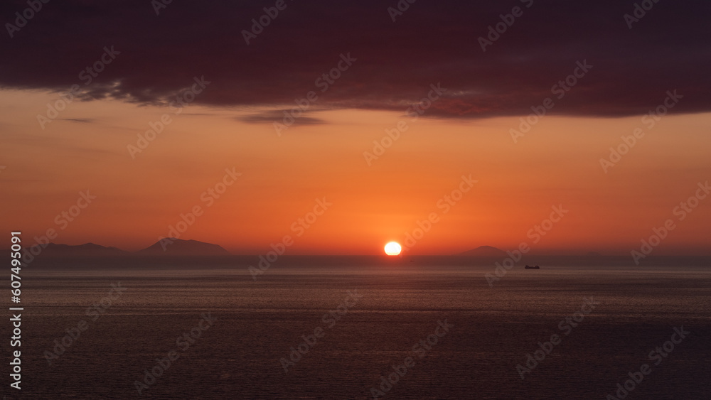 Sunset from the purple coast of Calabria, in the background the Aeolian Islands.
Sunset from the purple coast of Calabria, in the background the Aeolian Islands.