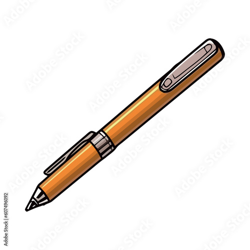 Yellow ballpoint pen elegant icon