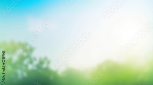 world environment and earth day, Abstract blurred green and blue sky nature background, Generative AI