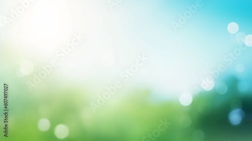 world environment and earth day, Abstract blurred green and blue sky nature background, Generative AI #607497027