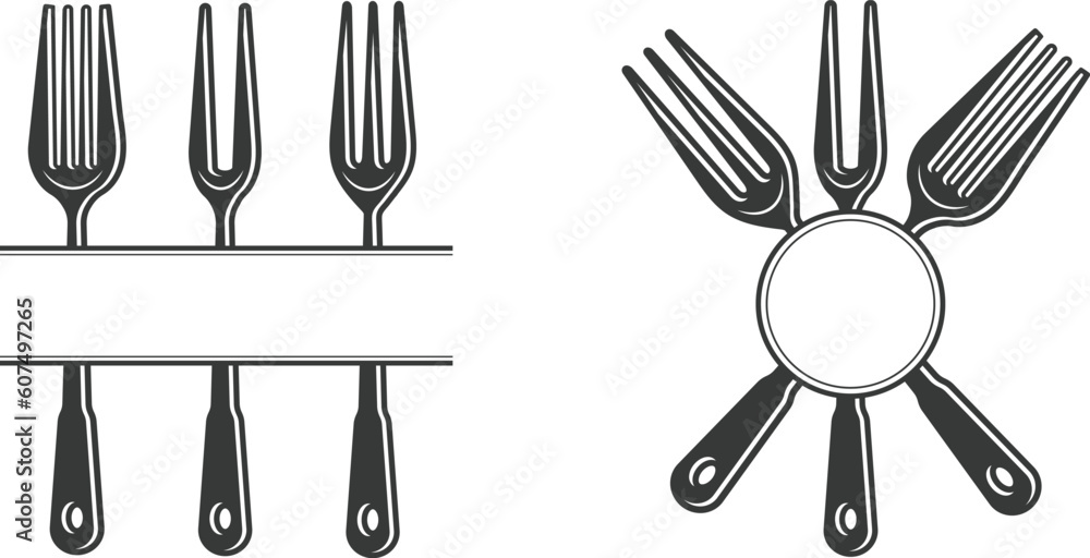 Cutlery Monogram, Cutlery Silhouette, Fork Vector, Restaurant Equipment,  Clip Art, Fork Spoon and Knife monogram Stock Vector | Adobe Stock