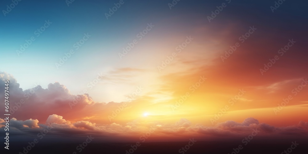 Fototapeta premium beautiful blue sunset sky with white clouds background, Generative AI