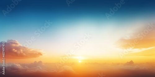 beautiful blue sunset sky with white clouds background, Generative AI