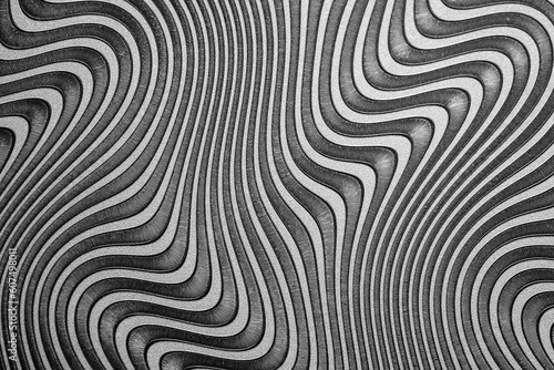 gray vinyl texture with round geometric pattern. Wallpaper surface with round linear geometric pattern.