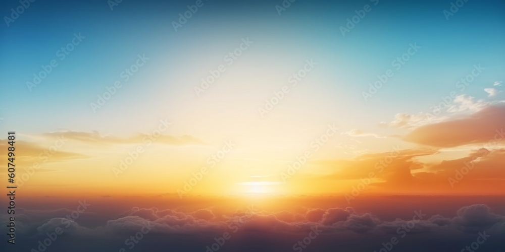 Fototapeta premium beautiful blue sunset sky with white clouds background, Generative AI