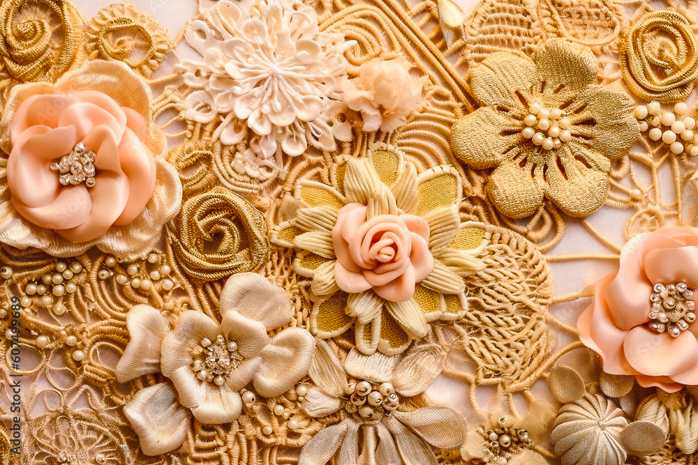Dentelle, broderie et perles pour vêtement haute couture- Générative IA Dentelle, broderie et perles pour vêtement haute couture- Générative IA