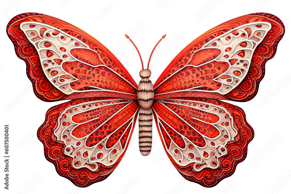 Colorful butterfly drawing isolated on withe. Generative AI. Colorful butterfly drawing isolated on withe. Generative AI.