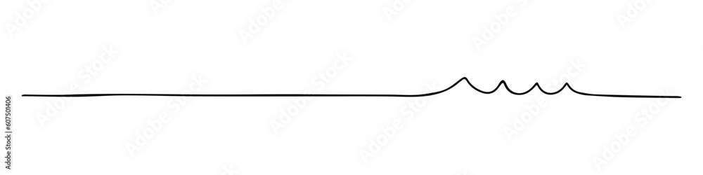 Handdrawn line of a sea wave. Abstract wave drawn with a
