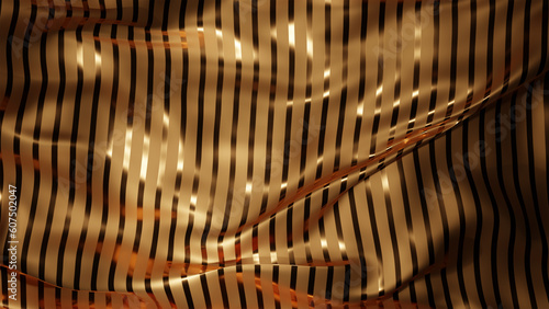 Elegant golden shiny self stripe fabirc, luxury fabric background with copy space photo