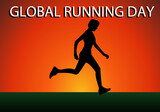 Día mundial del corredor. Chica corredora corriendo al amanecer. Deportista haciendo deporte al atardecer