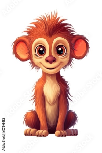 Cute baby Baboon in Cartoon Style on white background - generative AI © HandmadePictures