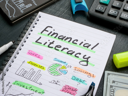 A Notebook with marks about financial literacy.