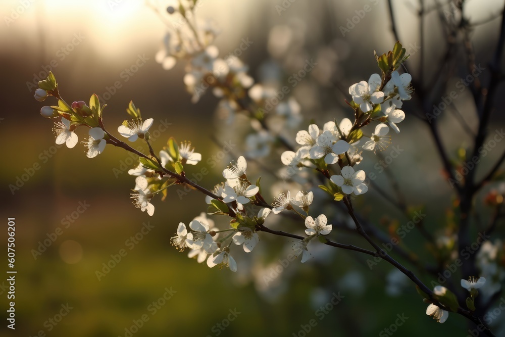This photo captures the stunning beauty of spring with blooming cherry blossom trees. Generative AI This photo captures the stunning beauty of spring with blooming cherry blossom trees. Generative AI