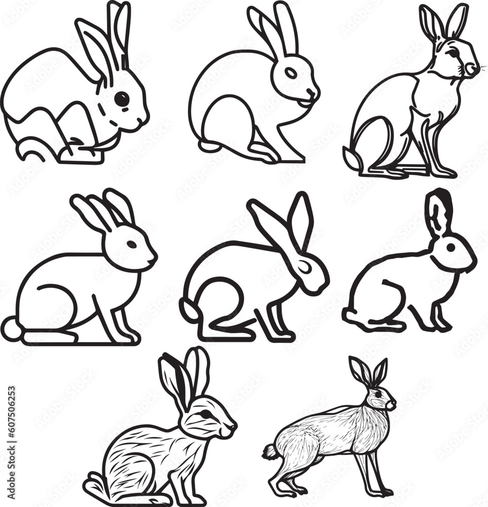 Hare outline icon isolated line vector illustration