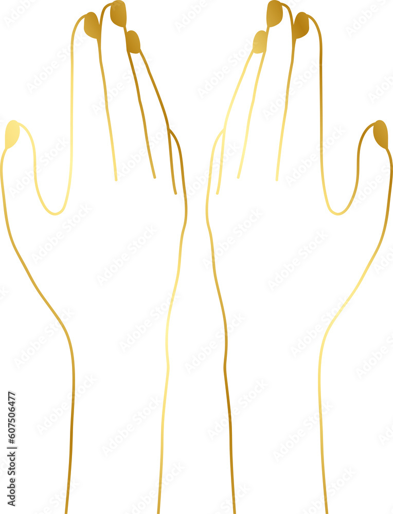 Obraz premium Isolated of Gold Hand Nail Line Illustration