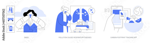 CO2 emission consequences abstract concept vector illustrations.