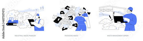 Waste disposal factory abstract concept vector illustrations.