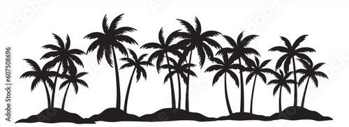 Black palm tree set vector illustration on white background silhouette art black white stock illustration