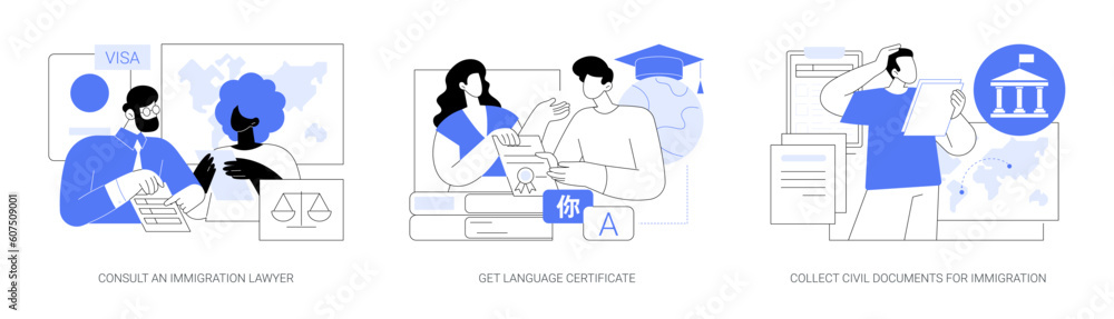 Immigration abstract concept vector illustrations. Immigration abstract concept vector illustrations.