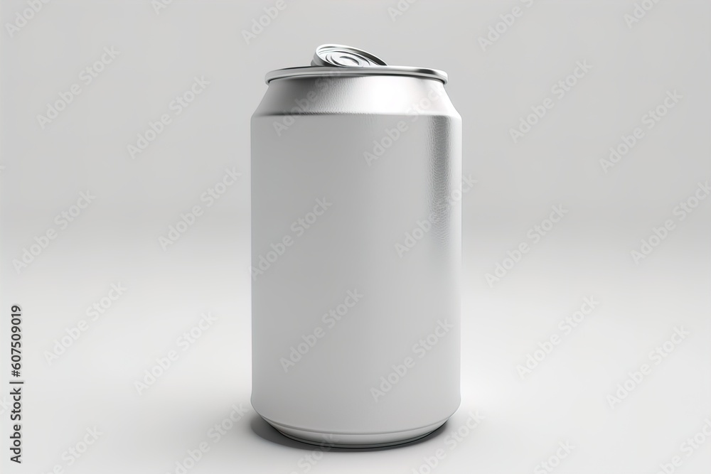 Mockup of silver aluminum cans for water and drink, standing and isolated on a white background Mockup of silver aluminum cans for water and drink, standing and isolated on a white background
