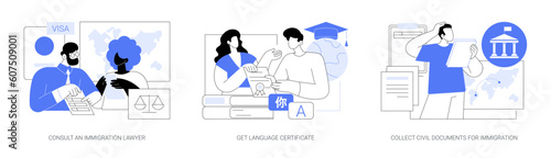 Immigration abstract concept vector illustrations.