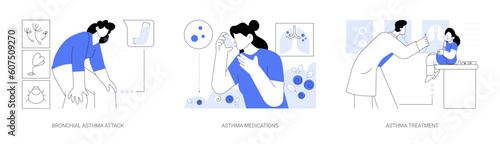 Bronchial asthma abstract concept vector illustrations.