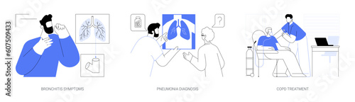 Pulmonary disease abstract concept vector illustrations.