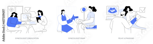Female pelvic medicine abstract concept vector illustrations.