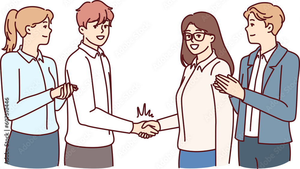 Team business people and manager handshake with best employee company to motivate staff Team business people and manager handshake with best employee company to motivate staff