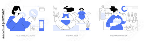 Pregnancy care abstract concept vector illustrations.