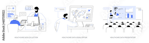 Medical statistics abstract concept vector illustrations.