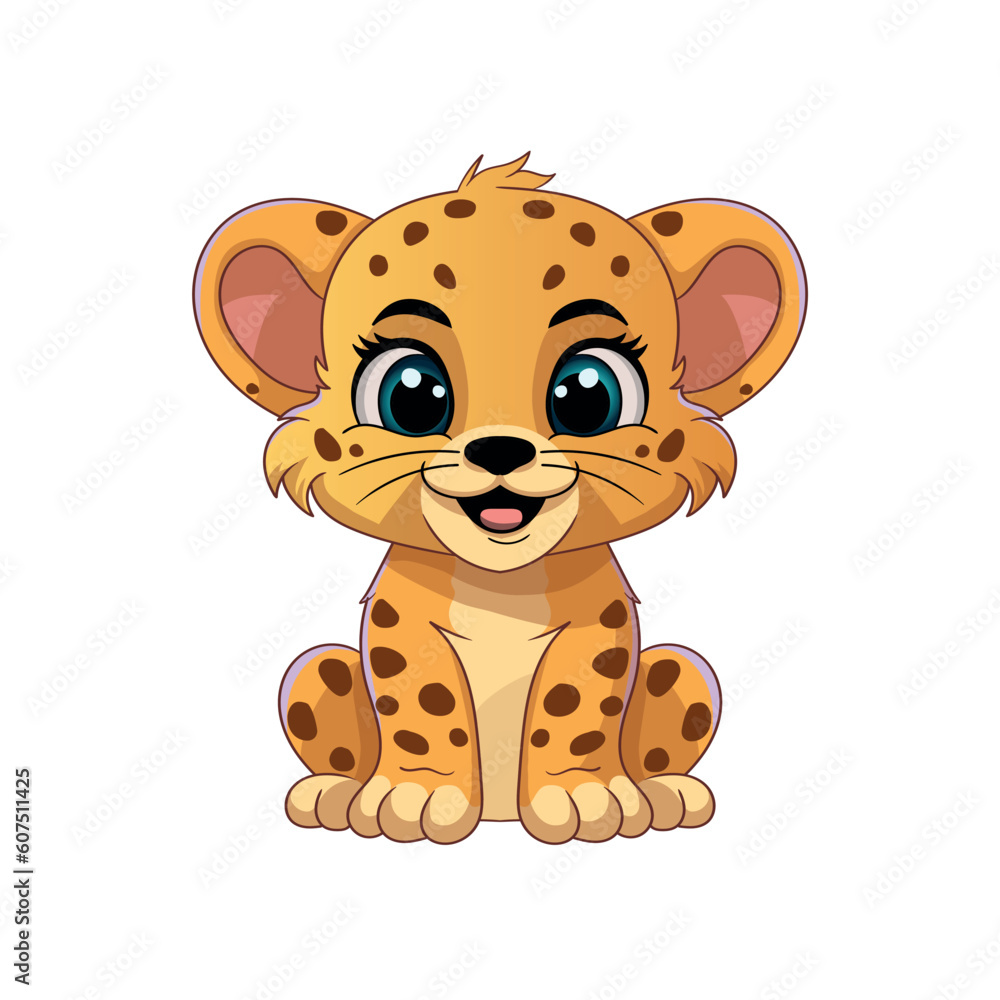 Vector illustration cute cartoon leopard isolated on white background. Vector illustration cute cartoon leopard isolated on white background.