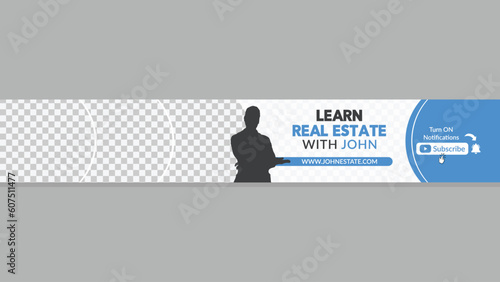 Real Estate Youtube banner design. Learn real estate with John