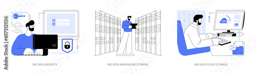 Big Data storage abstract concept vector illustrations.