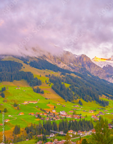 Colorful summer view of Switzerland village. Beautiful outdoor scene in Swiss Alps, Bernese Oberland in the canton of Bern, Switzerland, Europe.
