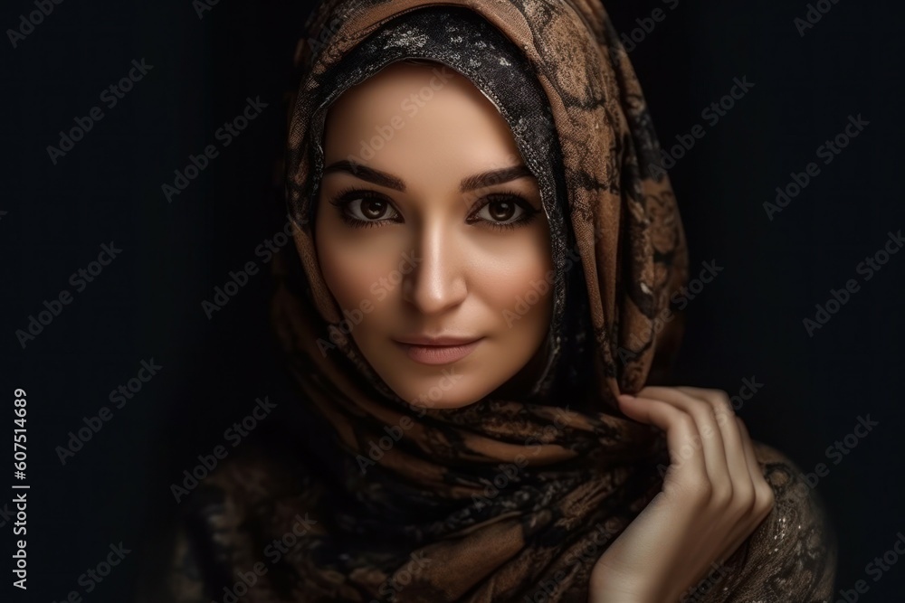 Portrait of a beautiful Arab woman in a veil. AI generated, human enhanced Portrait of a beautiful Arab woman in a veil. AI generated, human enhanced