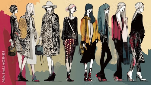 an illustration that communicates fashion mania - made with Generative AI tools