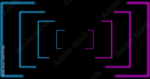 frame with two tone neon color motion graphic on isolated black background