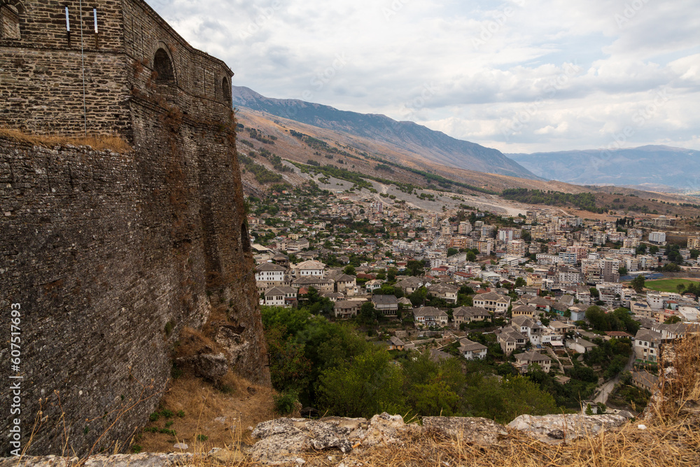 Fortress at Gjirokaster, a beautiful town in Albania where the Ottoman legacy is clearly visible. High above the town the huge castle offers panoramic views