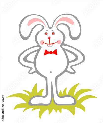 Amusing bunny isolated on a white background. Easter illustration.