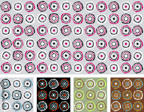 abstract retro seamless pattern / wallpaper / vector / 5 color variants