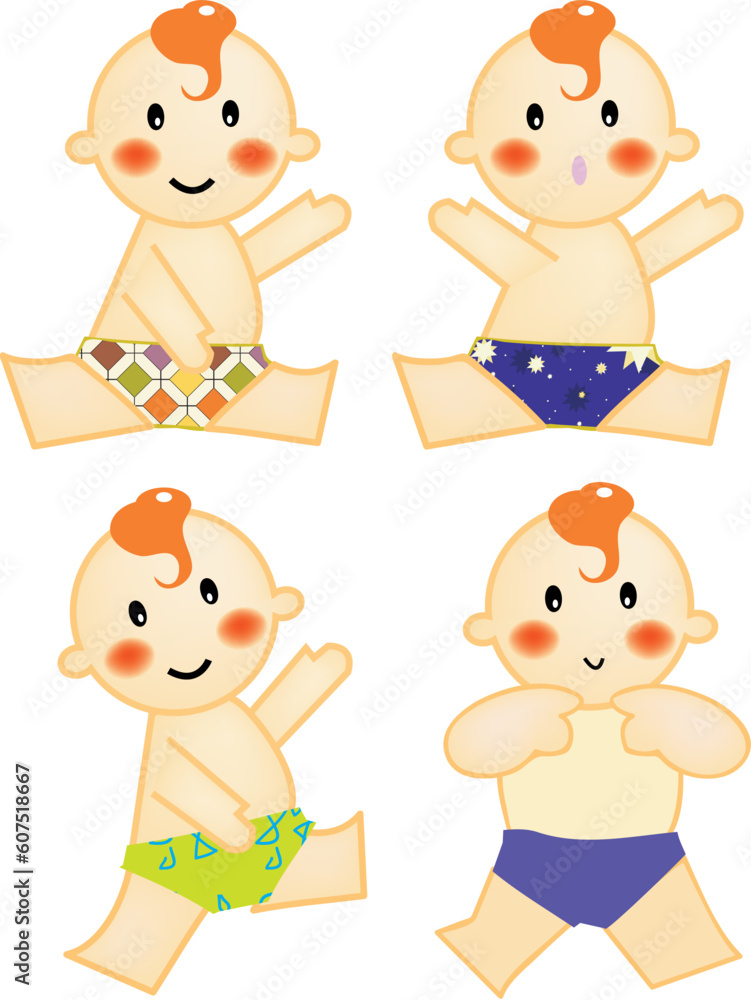 A series of baby action, expression, vector, illustration A series of baby action, expression, vector, illustration